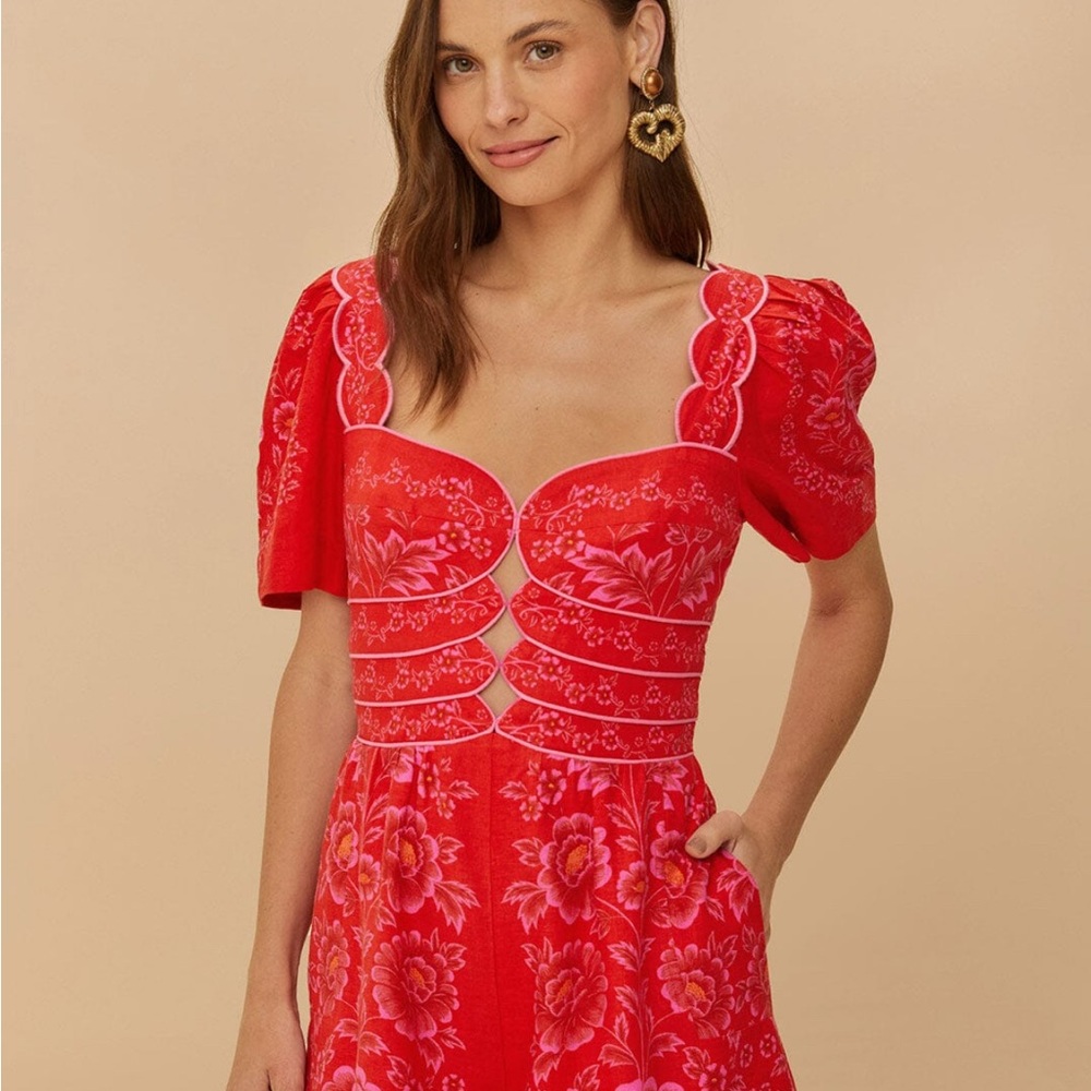 FARM Rio Red Olivia Cut-Out Lenzing™ Ecovero™ Euroflax™ Romper